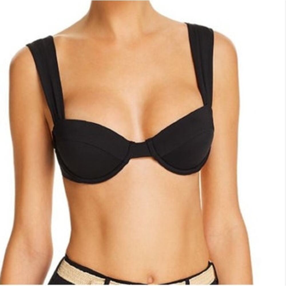 NWOT WEWOREWHAT Black Claudia Bikini Top Size Large